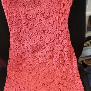 Jennifer Lopez Coral Crochet Bodycon Dress